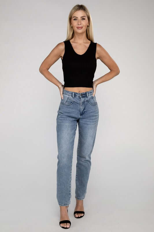 Ribbed Scoop Neck Cropped Sleeveless Top, ZENANA, $ 15.95