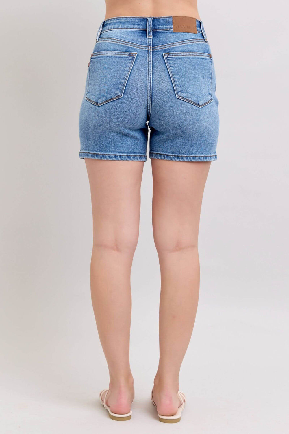 Judy Blue Medium Blue Double Button Denim Shorts | Plus Size, Shorts, $ 59.00, A Moment Of Now™