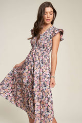 Shop Vintage Garden Floral Print Flutter Smocking Midi Dress | USA Boutique, Dresses, USA Boutique