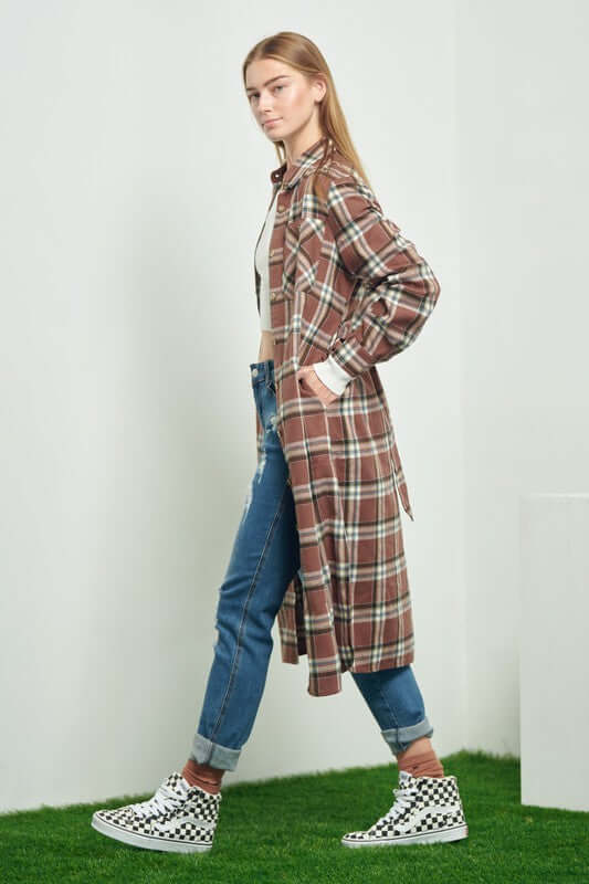 Shop Plaid Print Collar Long Shirt Drress | Women's Boutique Clothing, Dresses, USA Boutique