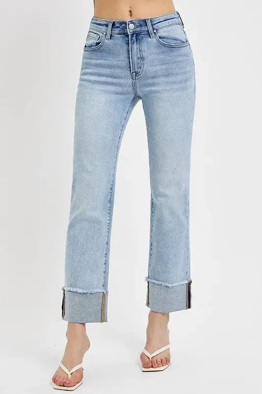 RISEN High Rise Straight Cuffed Relaxed Jeans, , $ 65.00, A Moment Of Now™