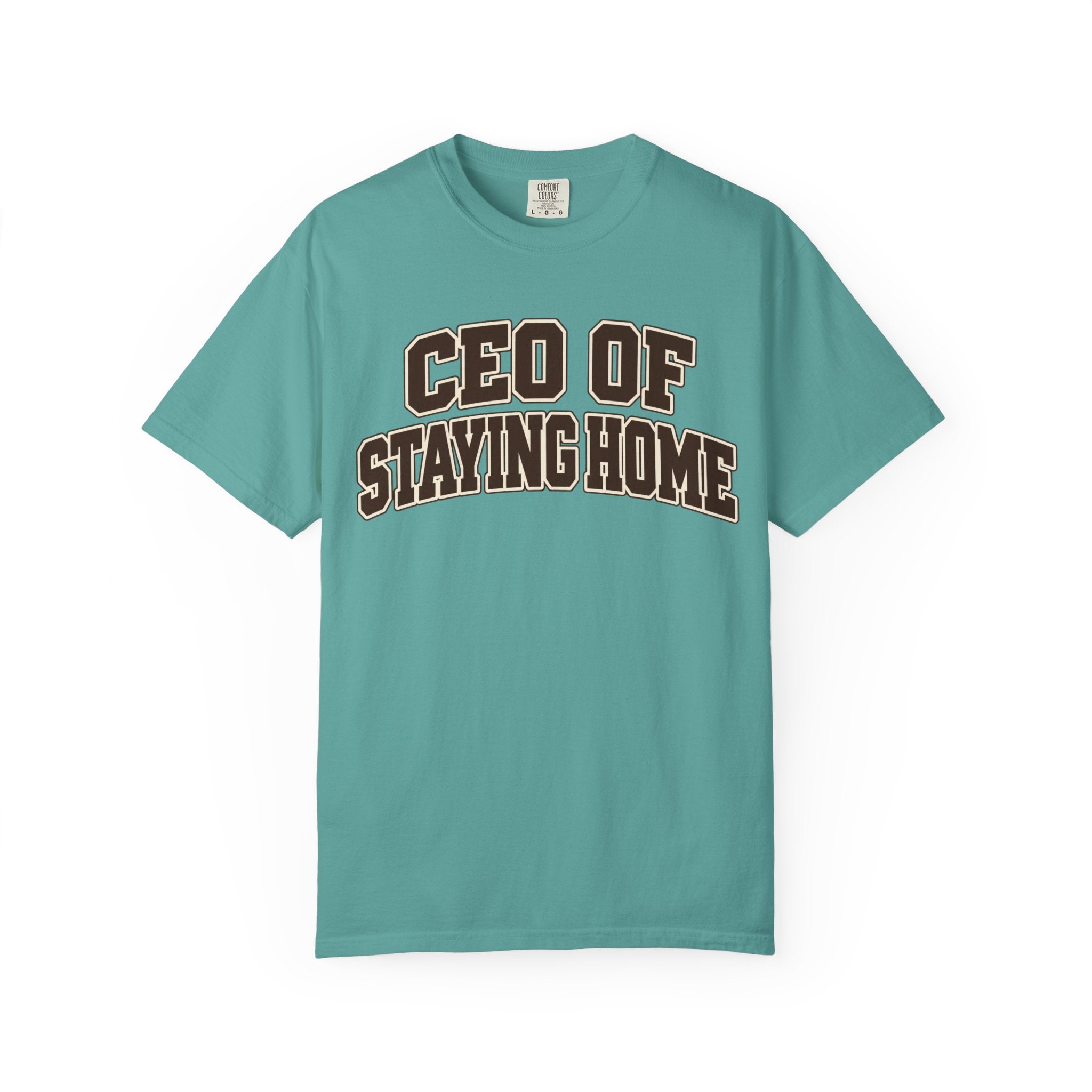 CEO of Staying Home casual graphic tee product mockup