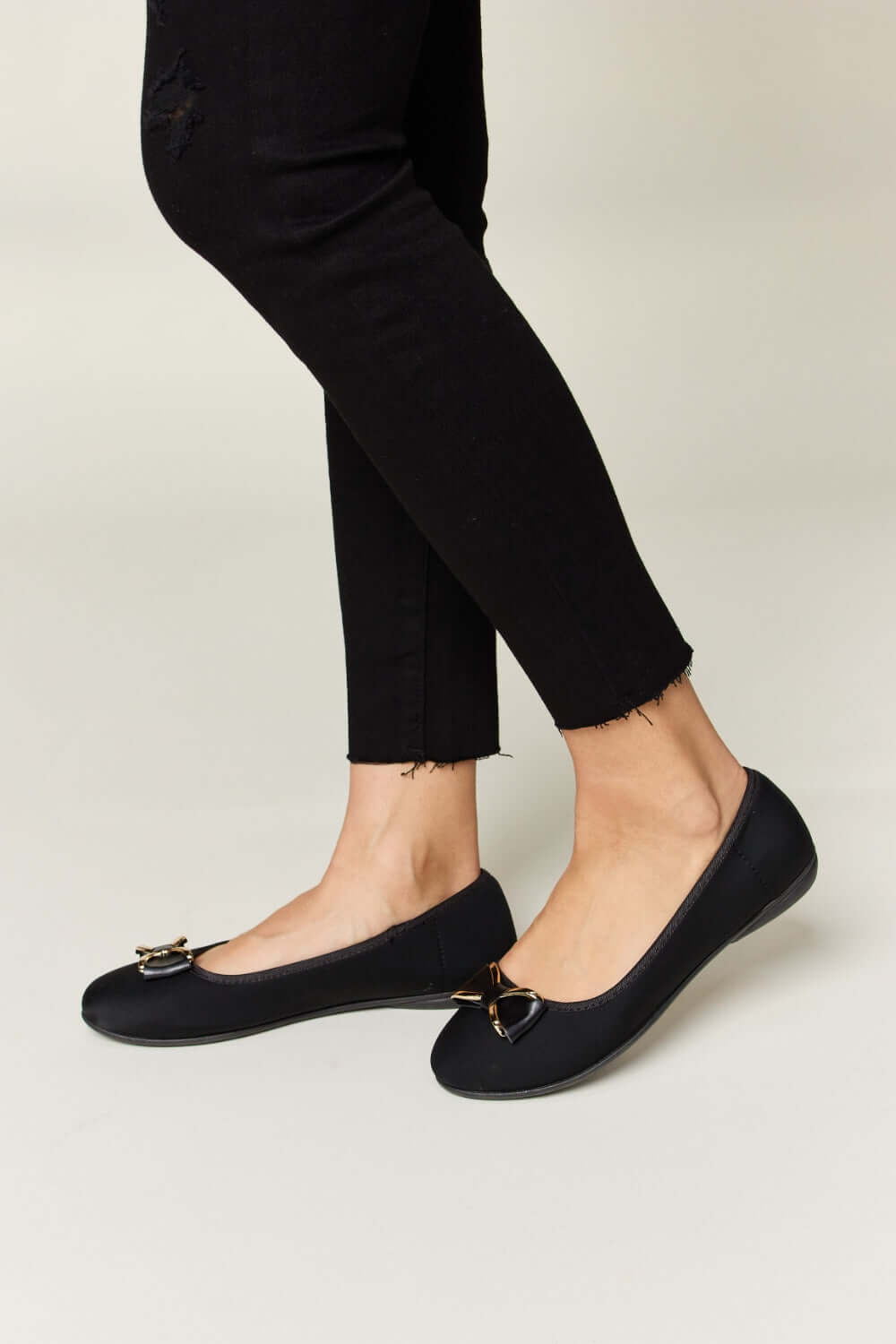 Charcoal Metal Buckle Flats Loafers - Chic & Comfortable, Flats, $ 25.00, A Moment Of Now™