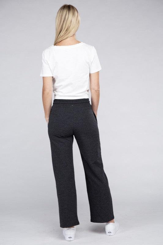 Comfy Relaxed Fit Lounge Wide Pants with Drawstrings