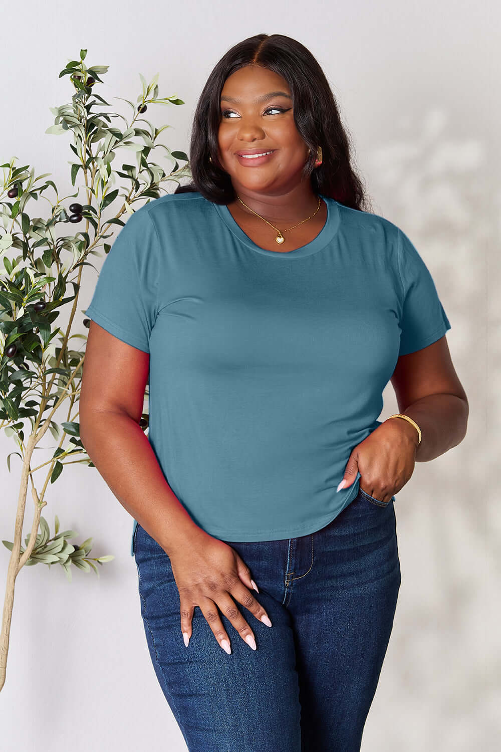 Solid Casual Round Neck Short Sleeve T-Shirt - Trendy Comfort, T-shirts, $ 19.00, A Moment Of Now™