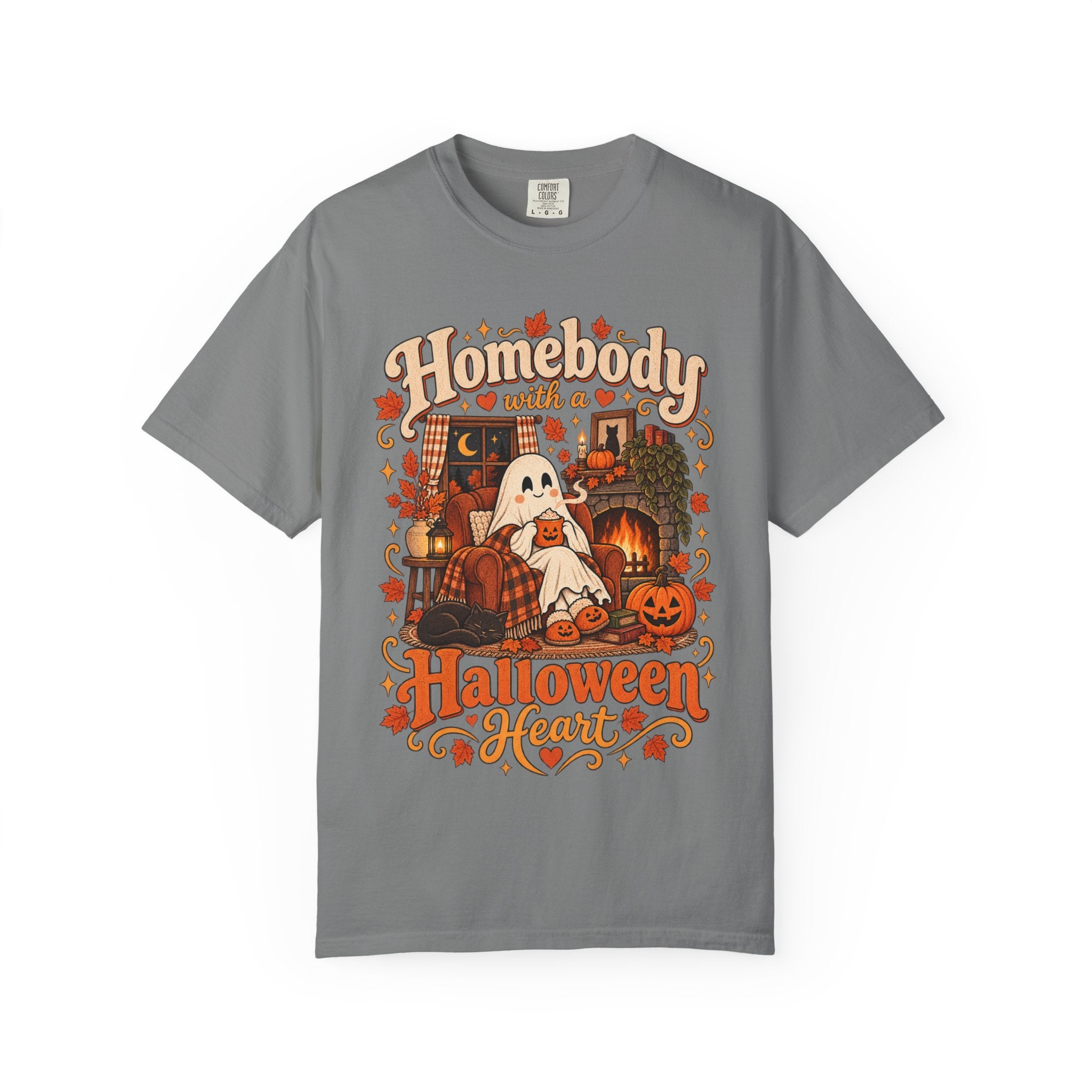 Homebody Halloween Heart T-shirt with ghost and pumpkin graphic product photo 21