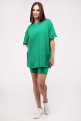 Cotton Round Neck Top & Biker Shorts Set, ZENANA, $ 35.95