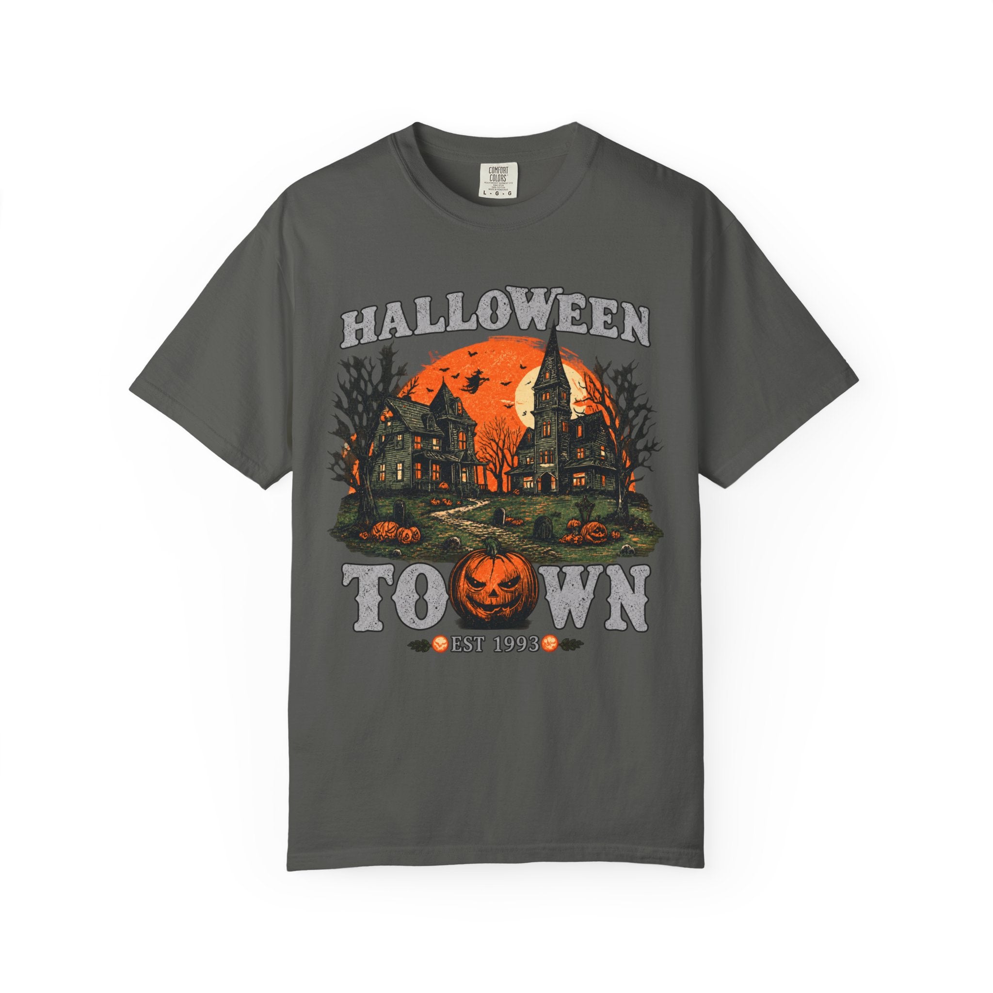 Halloween Town Vintage Tee — Haunted Pumpkin Village Graphic T-Shirt - t-shirt product image 3