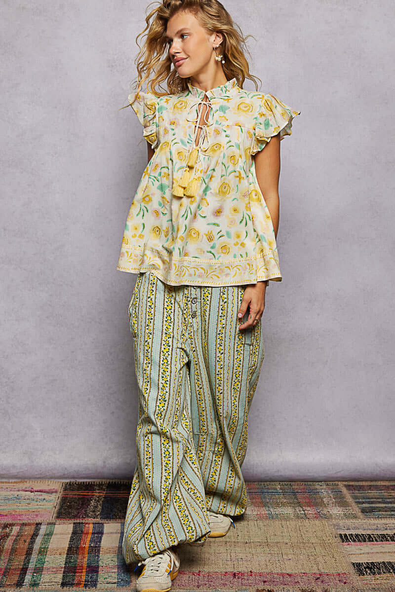 POL Tassel Tied Floral Flutter Sleeve Blouse, , $ 60.00, A Moment Of Now™