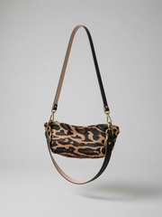 Baby Blair Shoulder Bag, Leopard Print Calf Hair-Black Leather