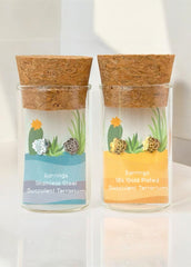 Succulent Terrarium Metal Stud Earrings - Hypoallergenic Plant Studs