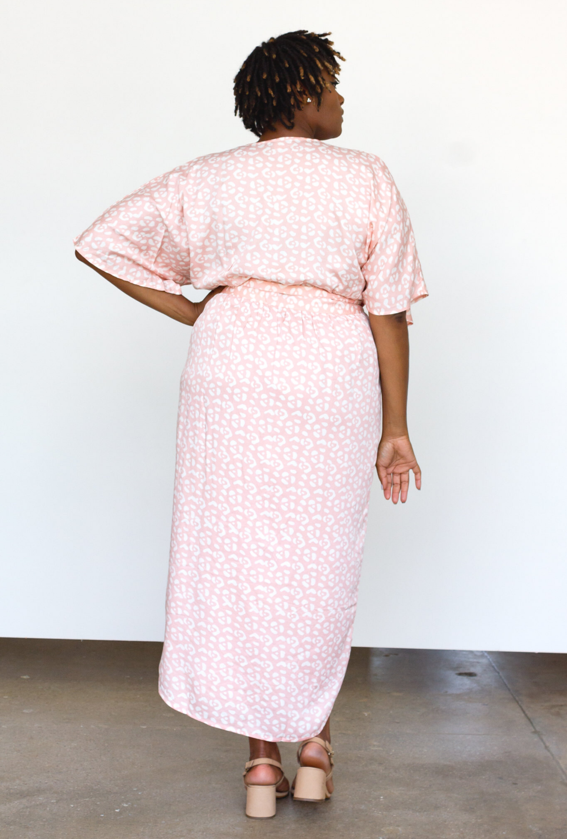 Leopard Maxi Wrap Dress in Blush + Cream | Boutique In USA, Dresses, $ 180.00, A Moment Of Now™