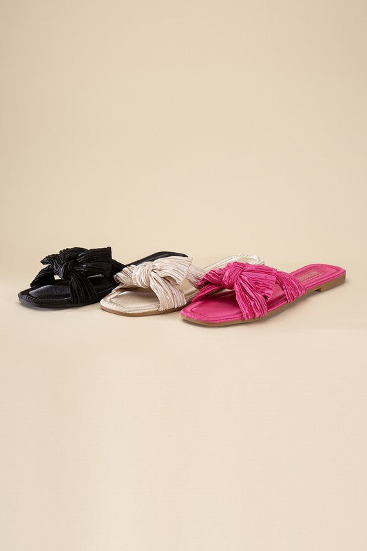 Shop Chic Bow Strap Flat Slides Sandals | Women's Fashion Boutique, , USA Boutique