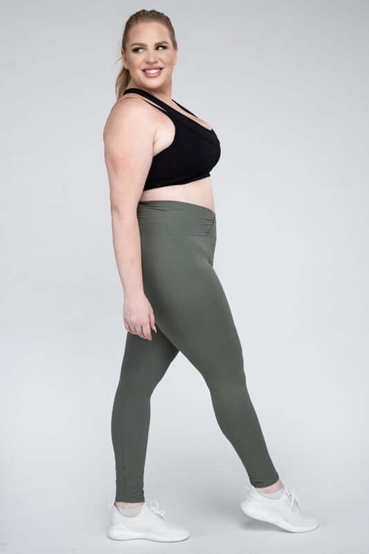 Shop Women's Plus Size V Waist Full Length Leggings | Boutique Activewear, Leggings, USA Boutique