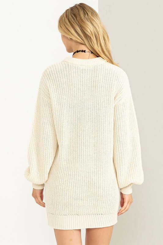 Brown / Black / Cream Cable-Knit Ribbed Mini Sweater Dress, HYFVE, $ 56.95