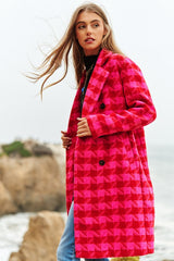 Shop Plaid Knit Tweed Double Button Mid-Length Coat Jacket For Women, Coats, USA Boutique