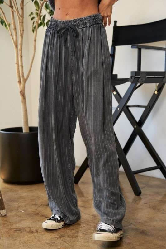 Gray Stripe Button Down Shirt and Long Pants Set, Davi & Dani, A Moment Of Now