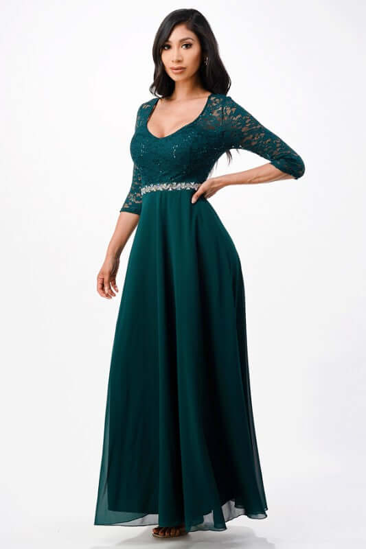 Plus Size Rhinestones Waist Decor A-line Dress, Dresses, $ 120.00, A Moment Of Now™