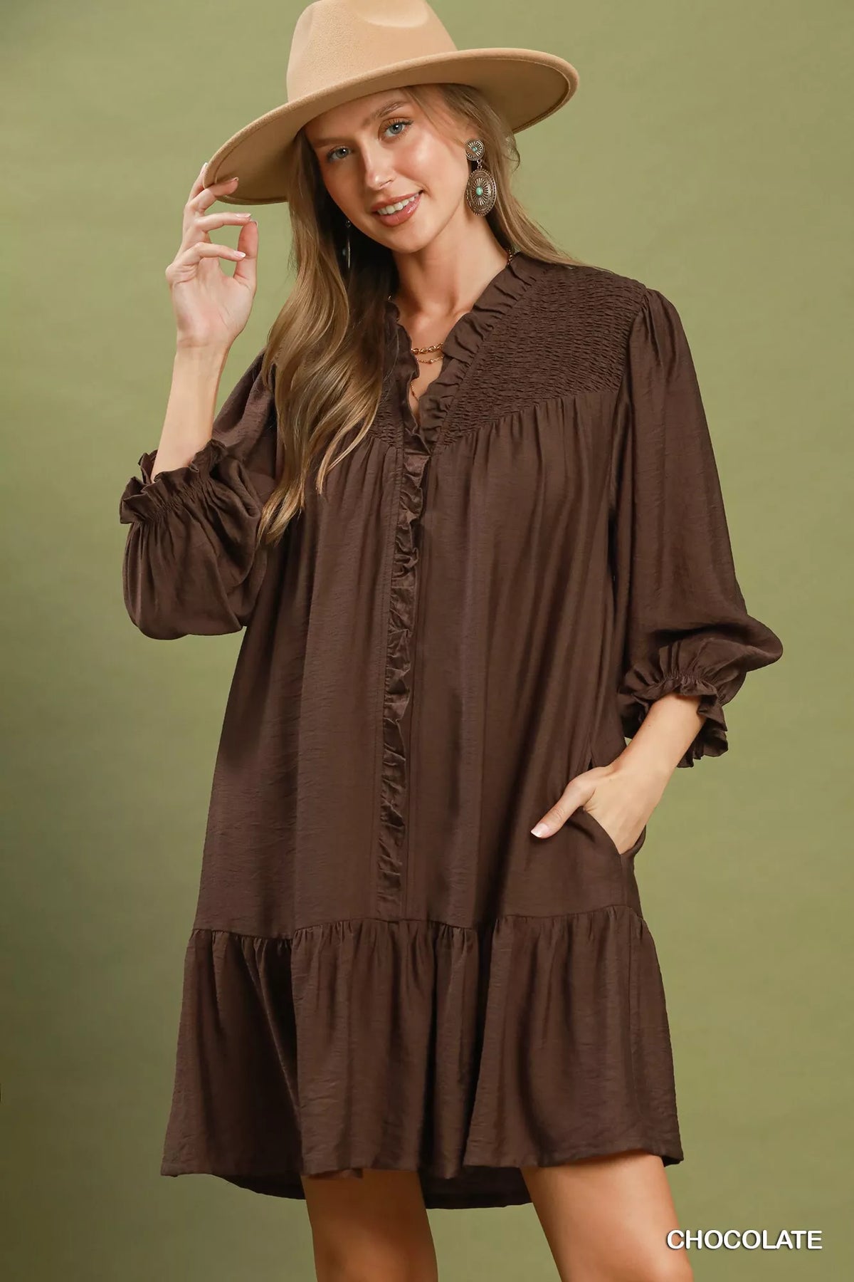 Smocked Ruffle Detail Tiered Mini Dress | Boutique In USA, Dresses, $ 59.00, A Moment Of Now™