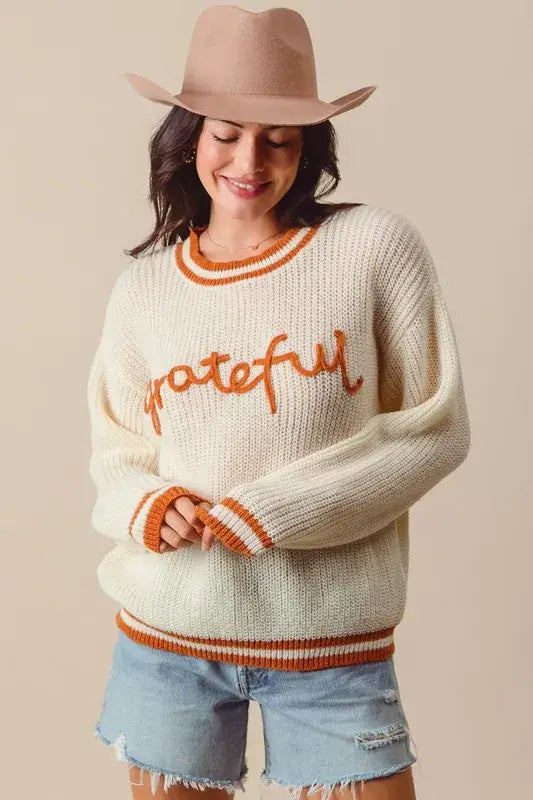 SO ME Thanksgiving Grateful Stitch Sweater, Sweaters, $ 48.00, A Moment Of Now™