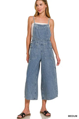 Stylish Denim Medium Washed Wide Leg Overalls, Overalls, $ 59.00, A Moment Of Now™