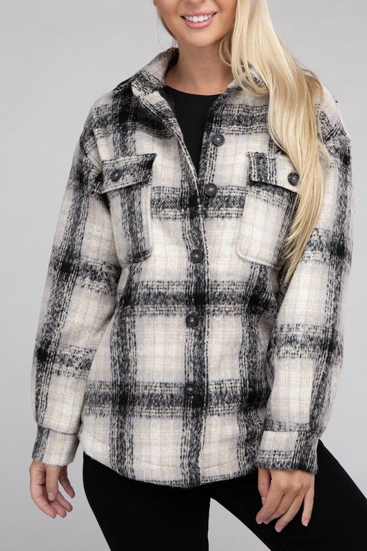 Shop Women's Cozy Plaid Flannel Shacket Jacket | Boutique Clothing, Shackets, USA Boutique