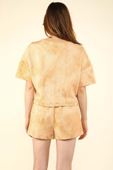 Beige Quilted Washed Crop Top and Shorts Set Loungewear, VERY J, A Moment Of Now