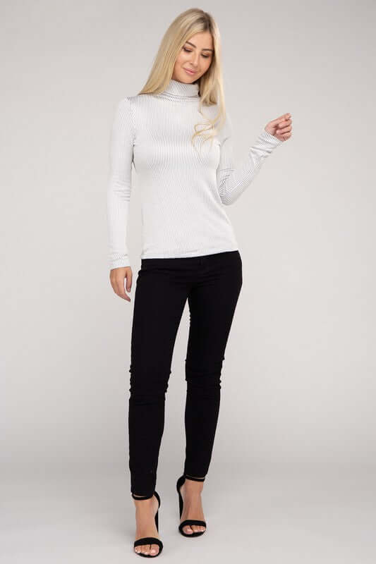 Ribbed Turtle Neck Long Sleeve Top, ZENANA, $ 25.00