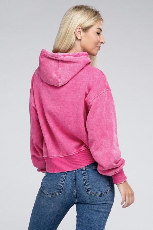 Acid Wash Fleece Hoodie, ZENANA, A Moment Of Now