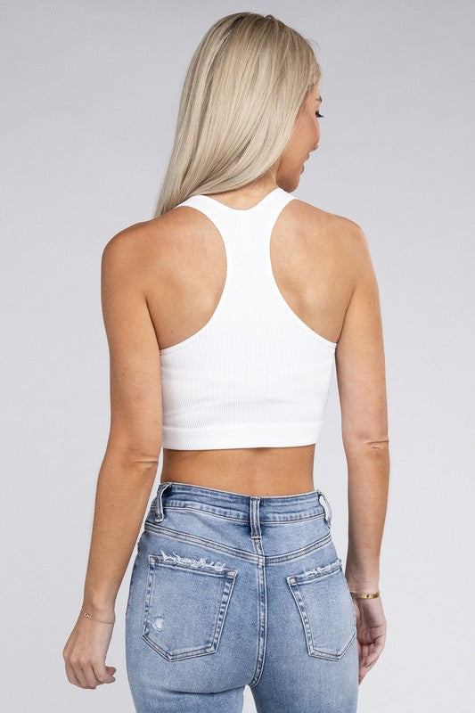 Shop Women's Ribbed Cropped Racerback Tank Top | Shop Boutique Clothing, Tank Tops, USA Boutique