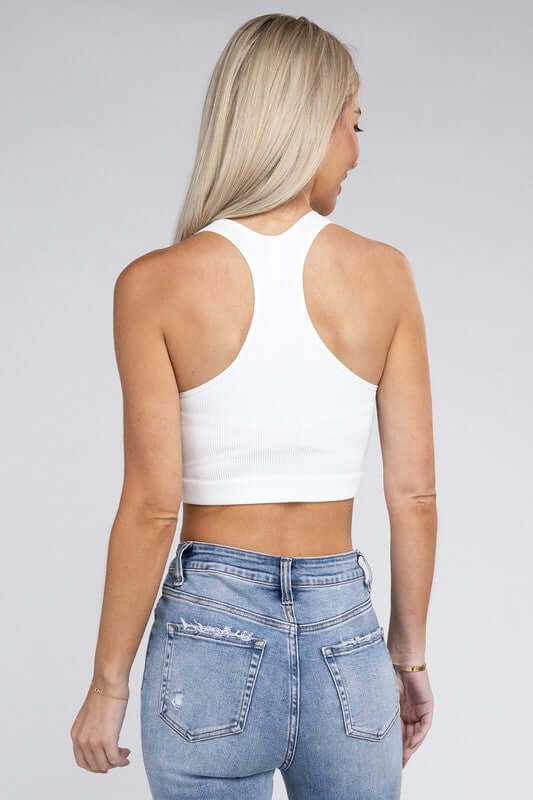 Ribbed Cropped Racerback Tank Top, ZENANA, $ 19.00