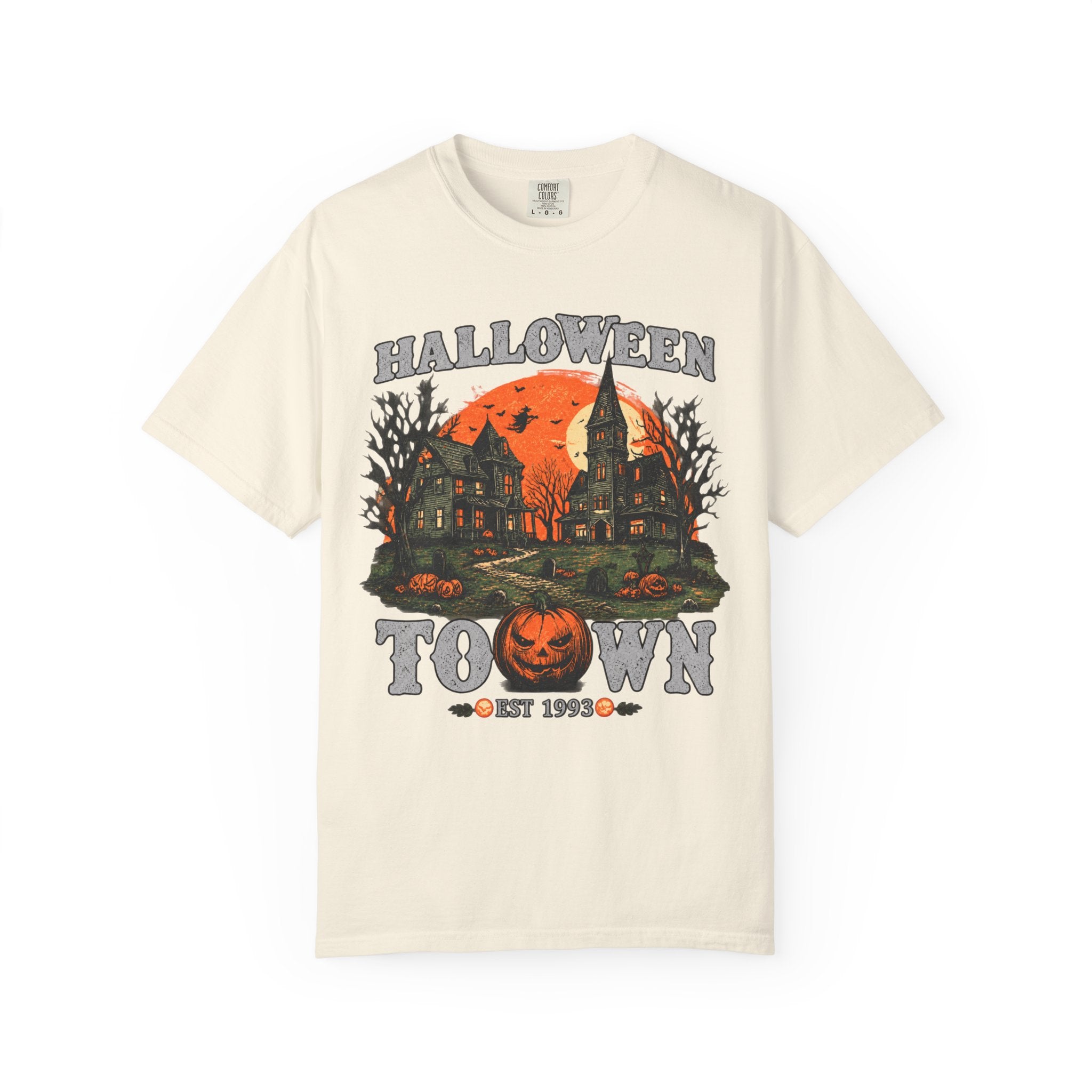 Halloween Town Vintage Tee — Haunted Pumpkin Village Graphic T-Shirt - t-shirt product image 2