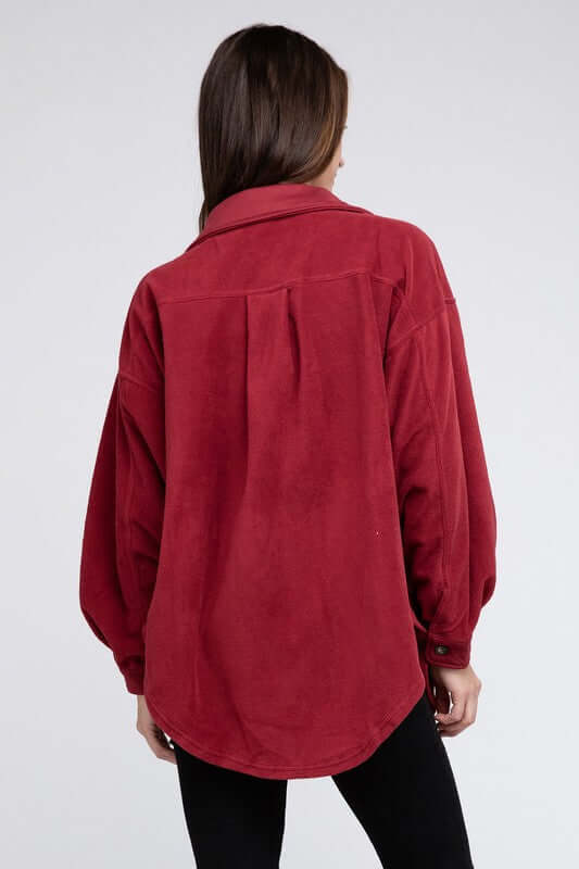 Fleece Buttoned Down Oversized Jacket Shacket