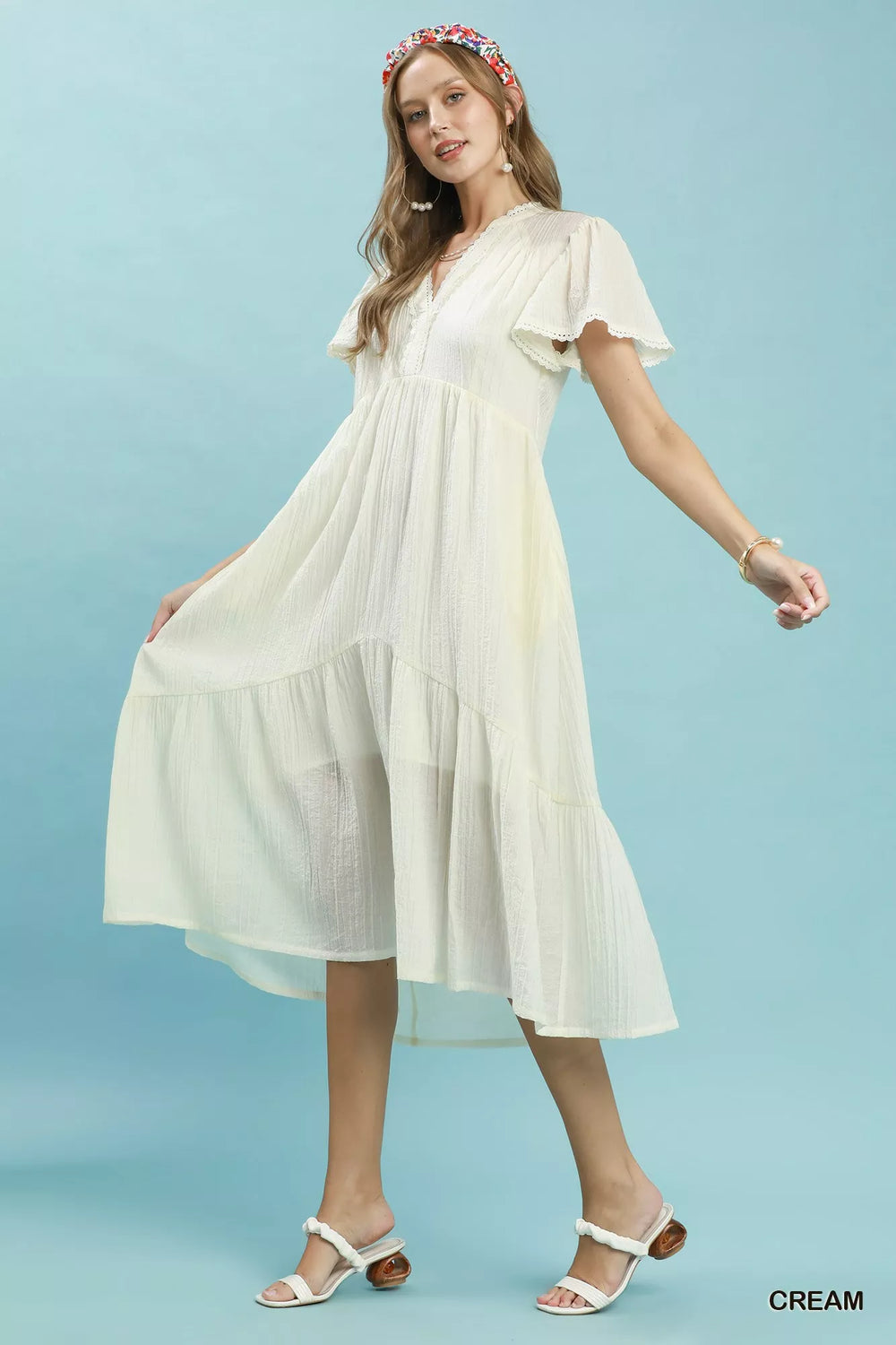 Umgee Textured Tiered Midi Dress with Side Pockets | Boutique In USA, Dresses, $ 69.00, A Moment Of Now™