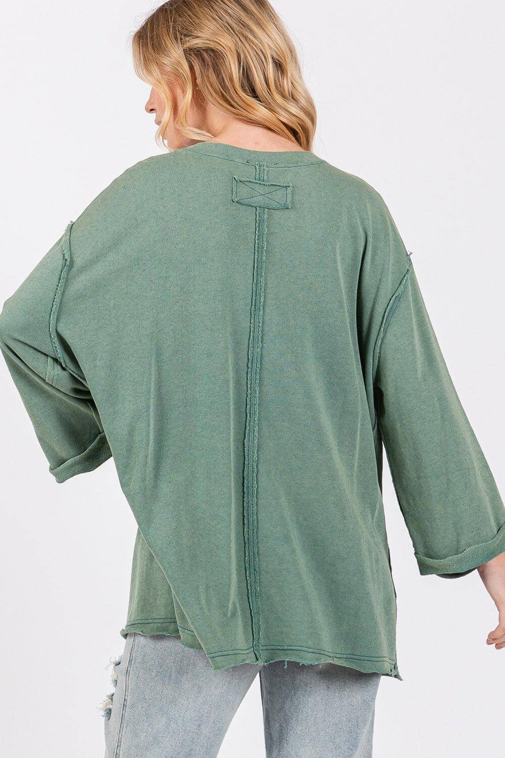 Teal American Flag Patch Drop Shoulder T-Shirt | Casual Style, T-shirts, $ 53.00, A Moment Of Now™
