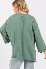 Teal American Flag Patch Drop Shoulder T-Shirt, SAGE + FIG, $ 53.00