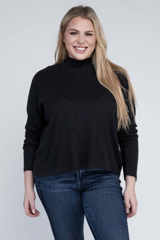 Plus Size Drop Shoulder Long Sleeve Top