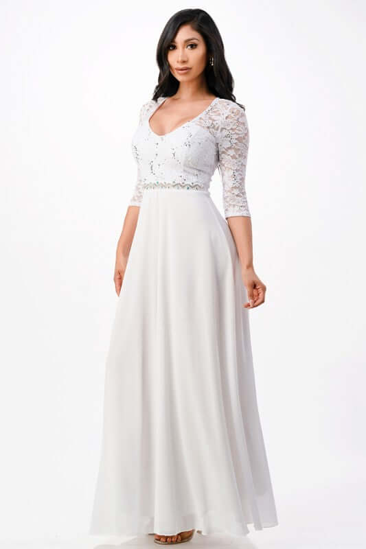 Plus Size Rhinestones Waist Decor A-line Dress, Dresses, $ 120.00, A Moment Of Now™