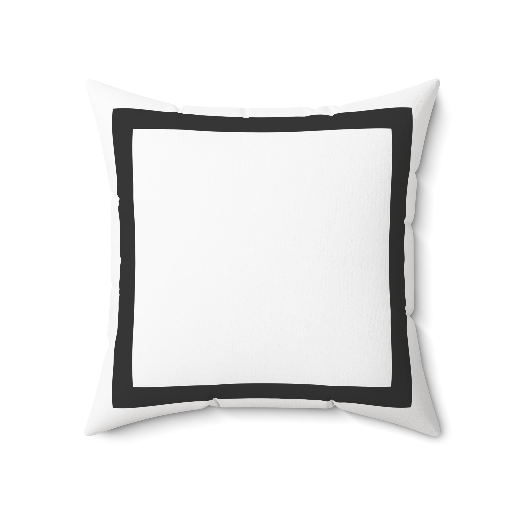 Black frame border square throw pillow with a soft neutral center