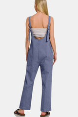 Black Berry Pocketed Wide Strap Jumpsuit, Zenana, $ 49.00