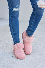 Pink Furry Chunky Thermal Ankle Boots