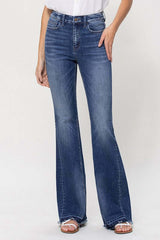 High Rise Flare W/Insert Panel Details Jeans