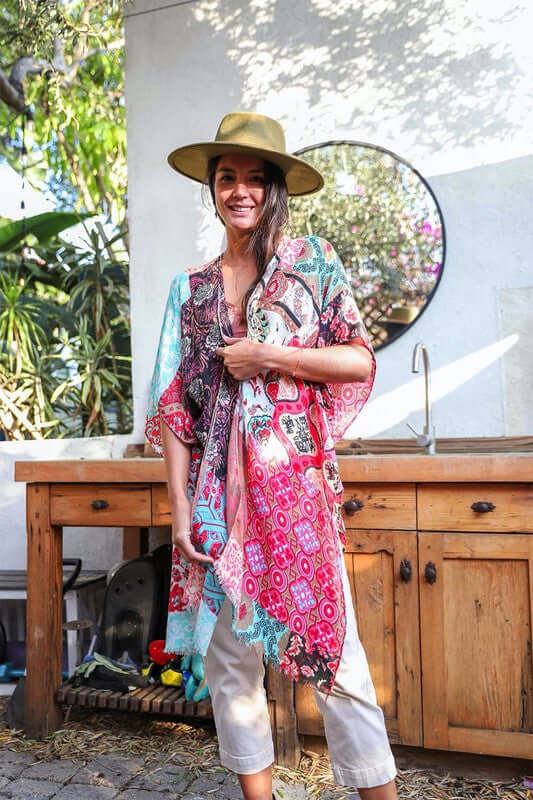 Boho Floral Patchwork Kimono, Leto Accessories, $ 35.00