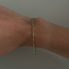 Turquoise Daisy Bracelet | 14K Gold Filled Enamel Chain, Bracelets, $ 52.00, A Moment Of Now™