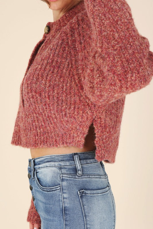 Melange Cropped Sweater Top