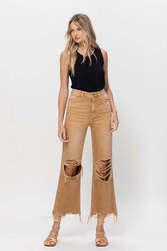 Kiss of California Brown 90's Vintage Crop Flare Jeans, VERVET by Flying Monkey, A Moment Of Now