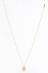 Gold Tone Twisted Ring and Square Pendant Necklace Jewelry Set