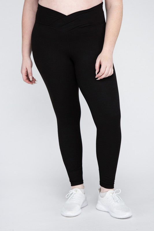Shop Women's Plus Size V Waist Full Length Leggings | Boutique Activewear, Leggings, USA Boutique