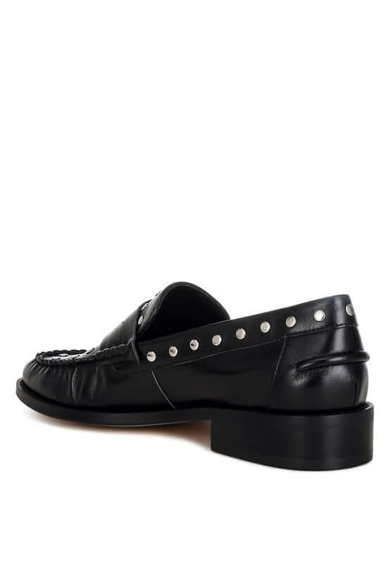 Oglavia Studs Embellished Leather Loafers - Bold Style, Loafers, $ 109.00, A Moment Of Now™