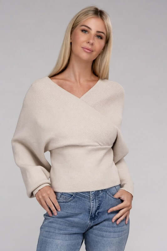 Shop Viscose Cross Wrap Pullover Sweater For Women | Boutique Clothing, Sweaters, USA Boutique